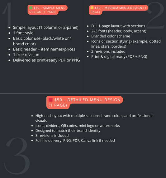 DESIGN for MENU (1 Page)