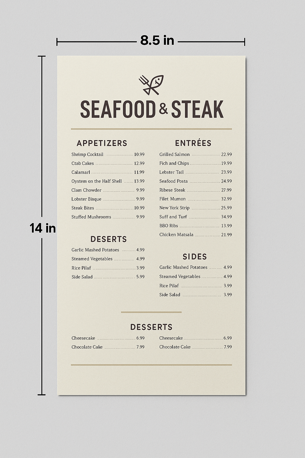 MENUS (8.5 x 14")